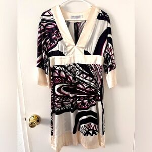 Trina Turk 93% Silk V-Neck Long Sleeve Dress Size 4